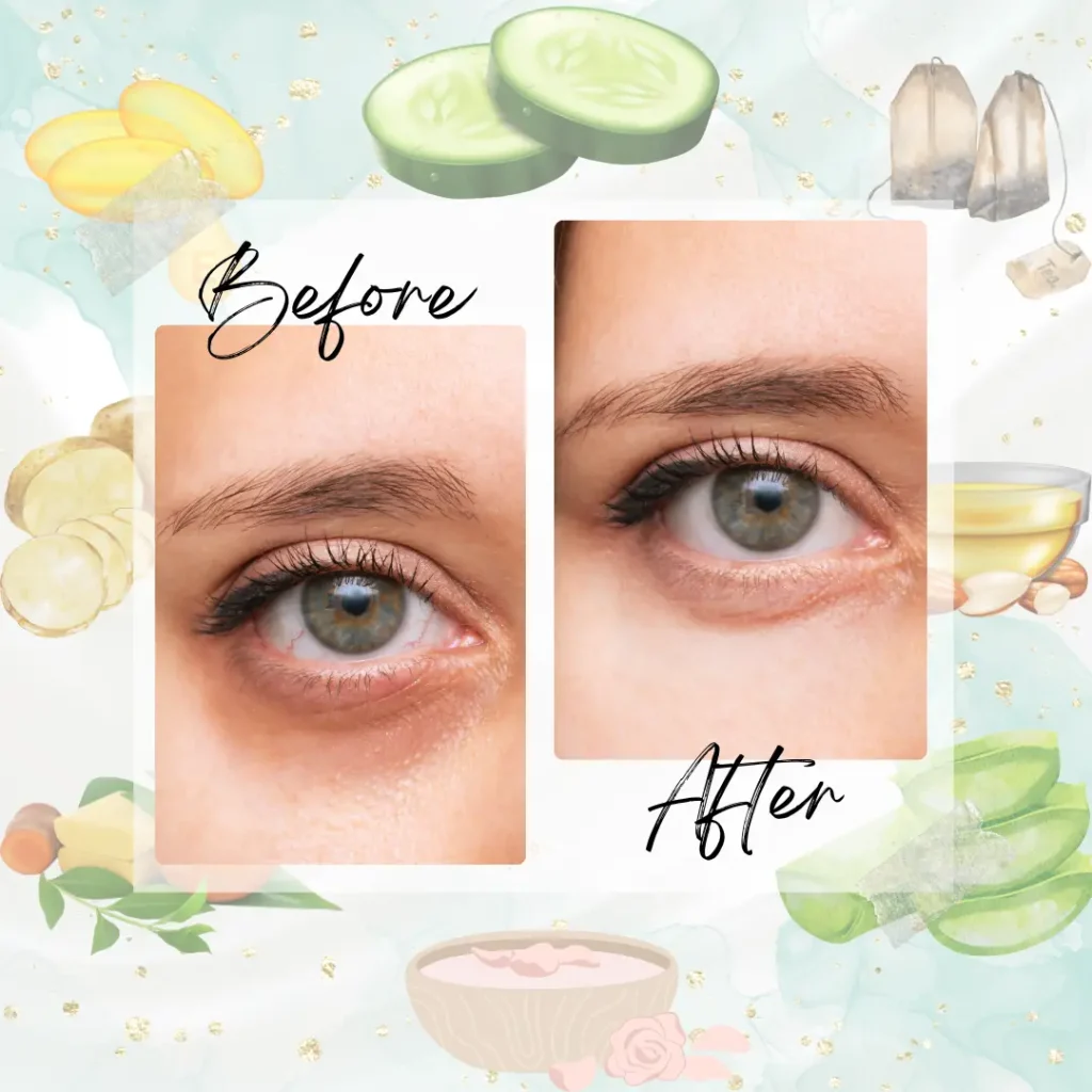 before after picture of using natural remedies for dark circles